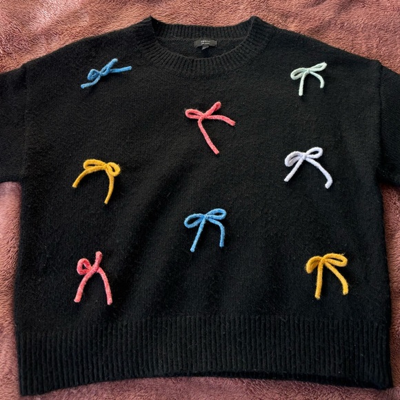 Debut Black Bow Sweater Colorful Coquette Knit - Picture 4 of 4